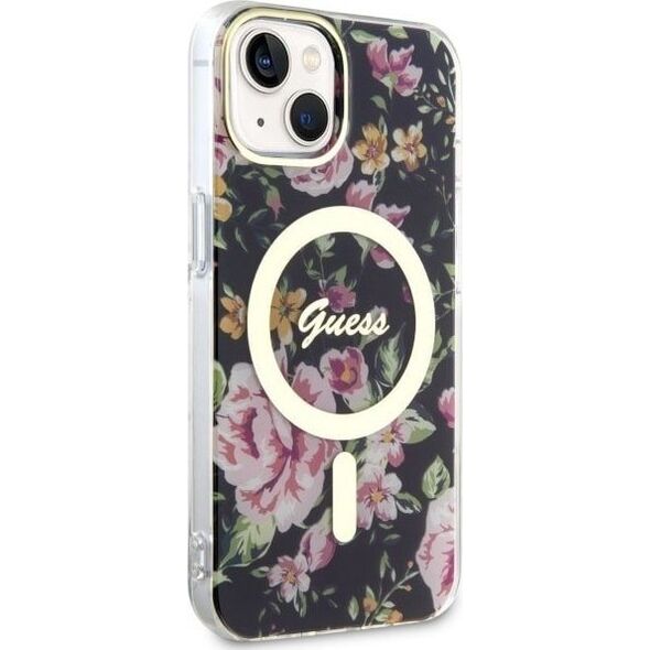 Guess Guess Flower MagSafe - Etui iPhone 14 Plus (Czarny)