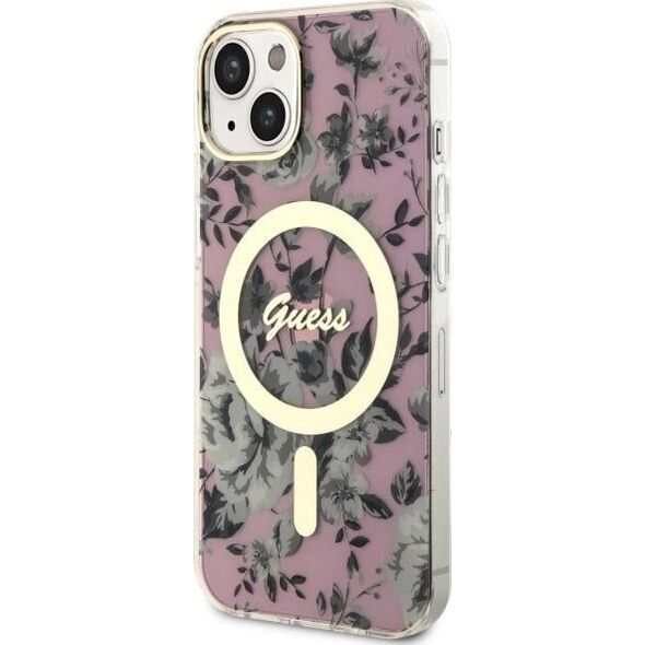 Guess Guess Flower MagSafe - Etui iPhone 14 Plus (Różowy)