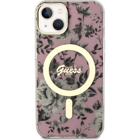 Guess Guess Flower MagSafe - Etui iPhone 14 Plus (Różowy)
