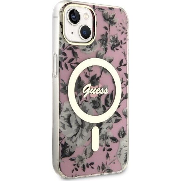 Guess Guess Flower MagSafe - Etui iPhone 14 Plus (Różowy)