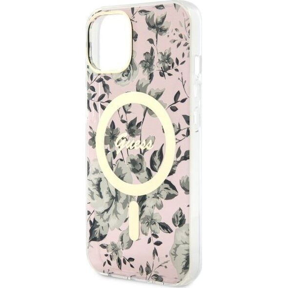 Guess Guess Flower MagSafe - Etui iPhone 14 Plus (Różowy)