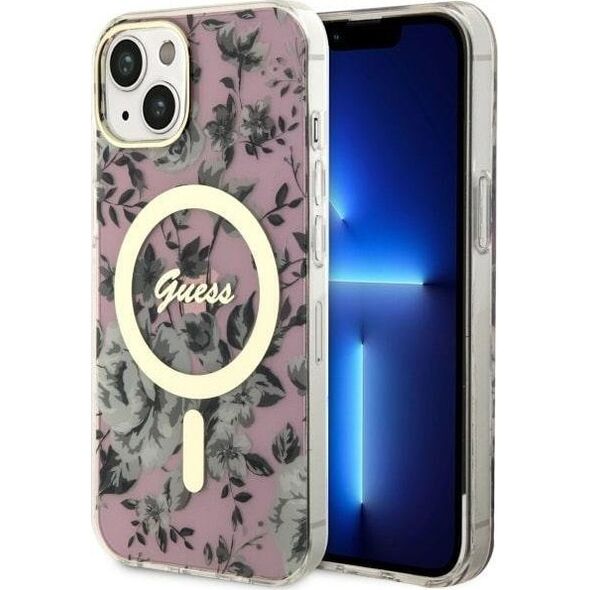 Guess Guess Flower MagSafe - Etui iPhone 14 (Różowy)