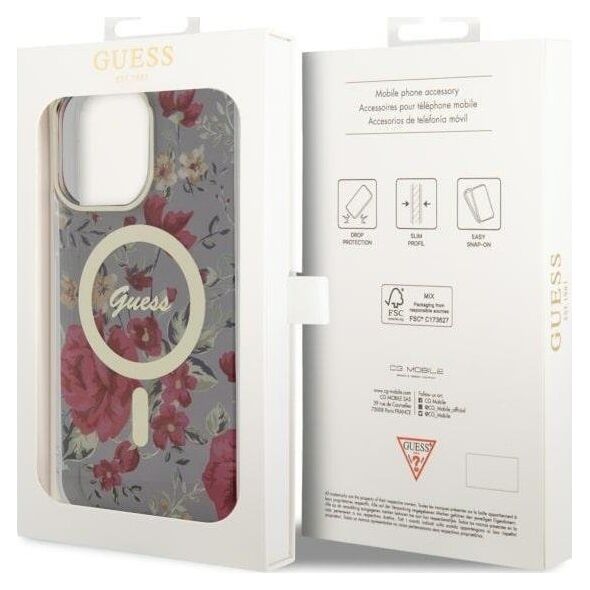 Guess Guess Flower MagSafe - Etui iPhone 14 Pro Max (Zielony)