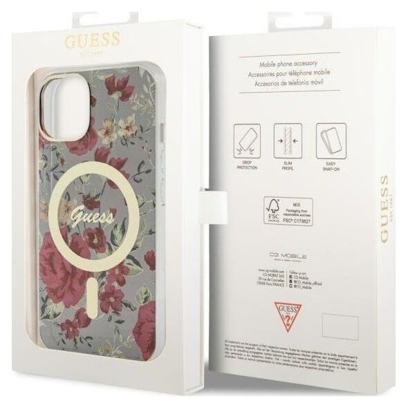 Guess Guess Flower MagSafe - Etui iPhone 14 Plus (Zielony)