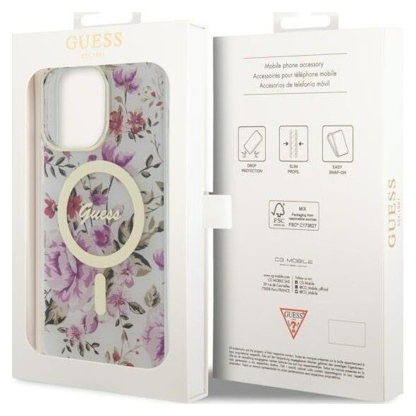 Guess Guess Flower MagSafe - Etui iPhone 14 Pro Max (Przezroczysty)