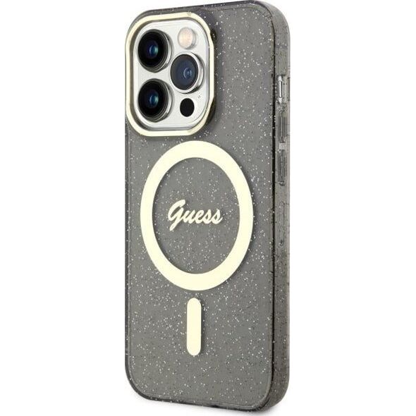 Guess Guess Glitter Gold MagSafe - Etui iPhone 14 Pro Max (Czarny)