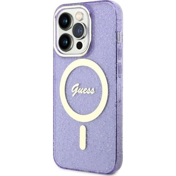 Guess Guess Glitter Gold MagSafe - Etui iPhone 14 Pro Max (Purpurowy)