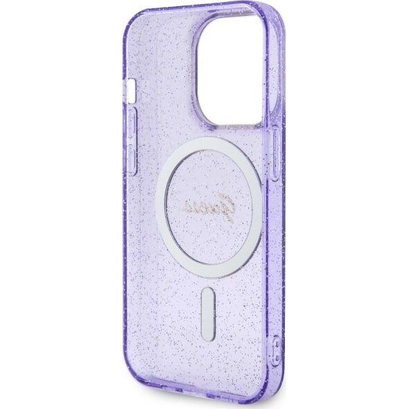 Guess Guess Glitter Gold MagSafe - Etui iPhone 14 Pro Max (Purpurowy)