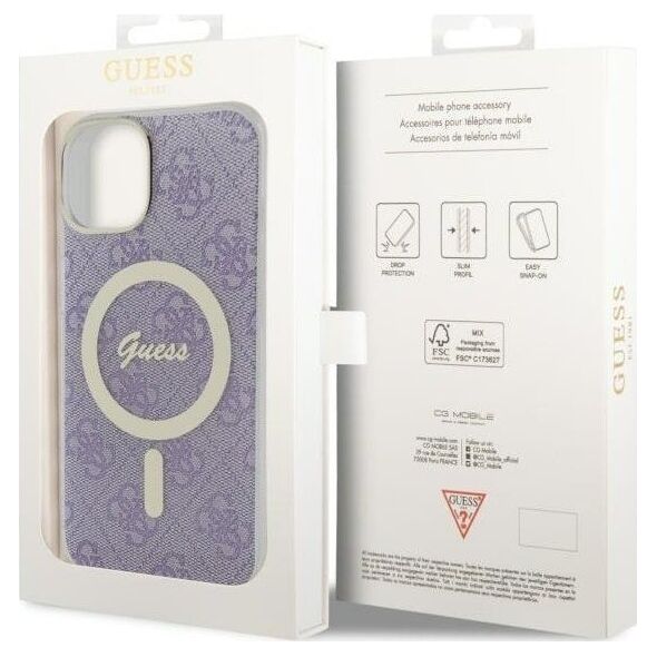 Guess Guess 4G MagSafe - Etui iPhone 14 (Purpurowy)