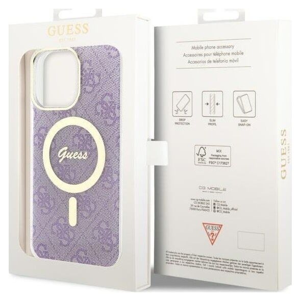 Guess Guess 4G MagSafe - Etui iPhone 14 Pro Max (Purpurowy)