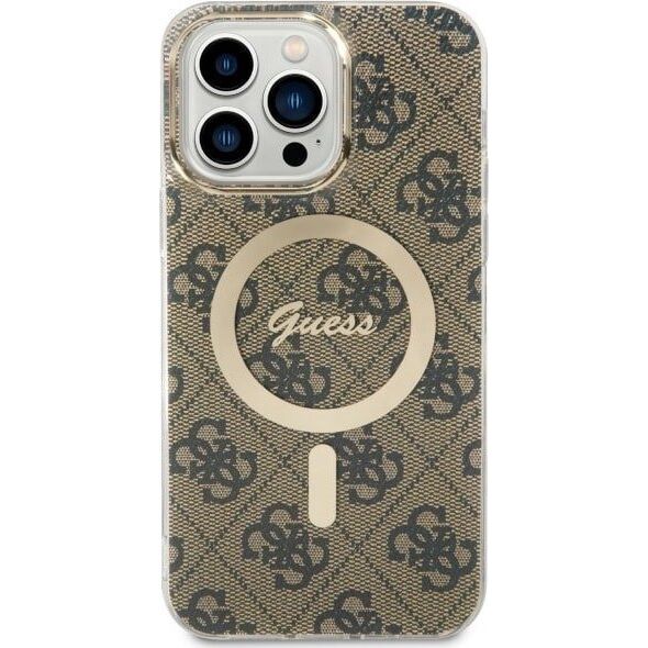 Guess Guess 4G MagSafe - Etui iPhone 14 Pro Max (Brązowy)