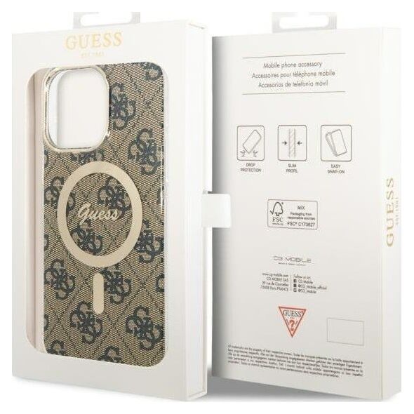 Guess Guess 4G MagSafe - Etui iPhone 14 Pro Max (Brązowy)