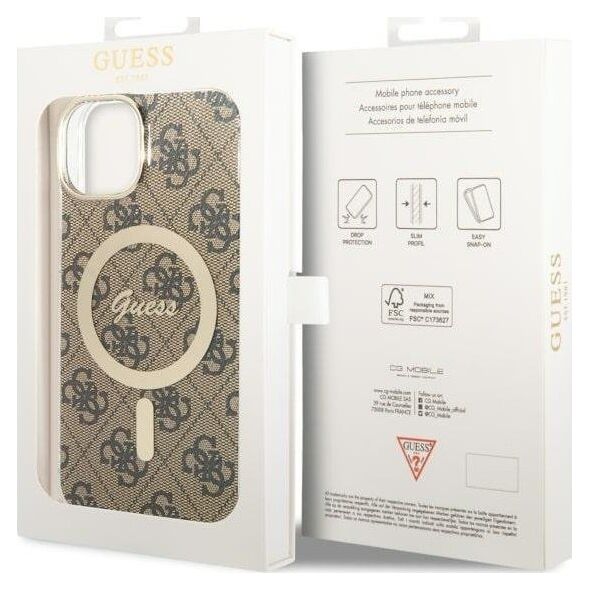 Guess Guess 4G MagSafe - Etui iPhone 14 Plus (Brązowy)