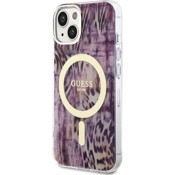 Guess Guess Leopard MagSafe - Etui iPhone 14 (Różowy)
