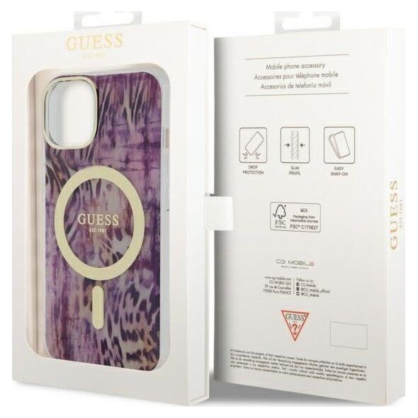 Guess Guess Leopard MagSafe - Etui iPhone 14 (Różowy)