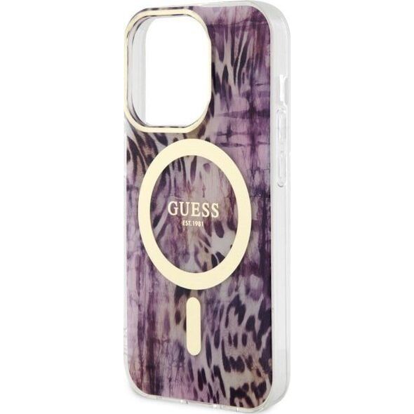Guess Guess Leopard MagSafe - Etui iPhone 14 Pro Max (Różowy)