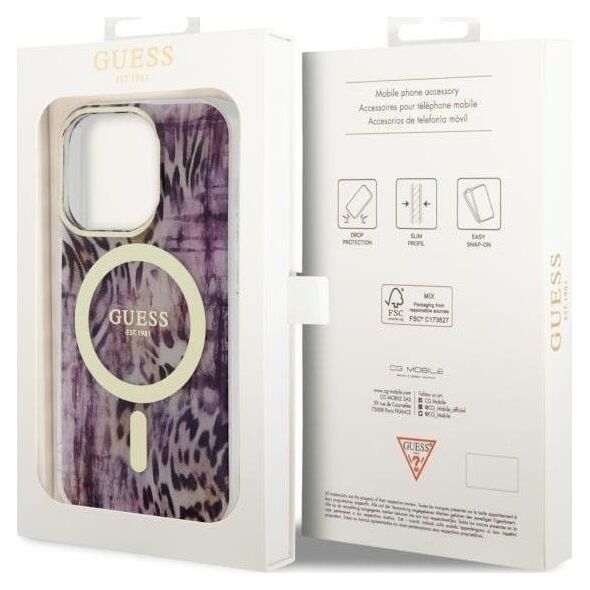 Guess Guess Leopard MagSafe - Etui iPhone 14 Pro Max (Różowy)
