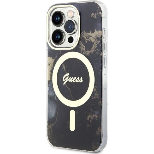 Guess Guess Golden Marble MagSafe - Etui iPhone 14 Pro Max (Czarny)