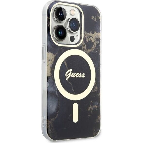 Guess Guess Golden Marble MagSafe - Etui iPhone 14 Pro Max (Czarny)