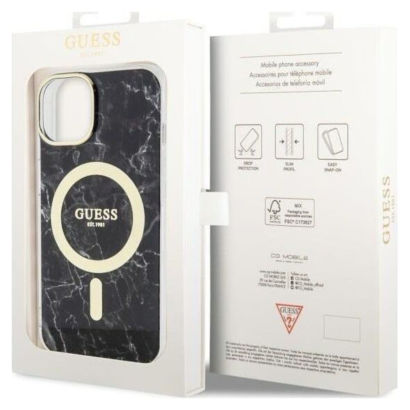 Guess Guess Marble MagSafe - Etui iPhone 14 (Czarny)
