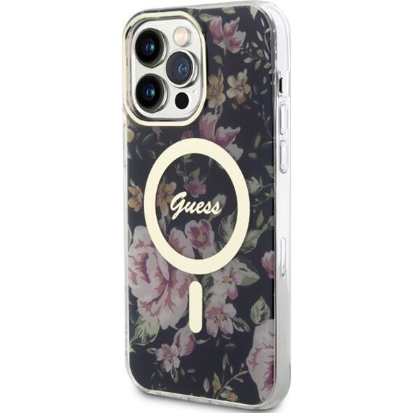 Guess Guess Flower MagSafe - Etui iPhone 14 Pro Max (Czarny)