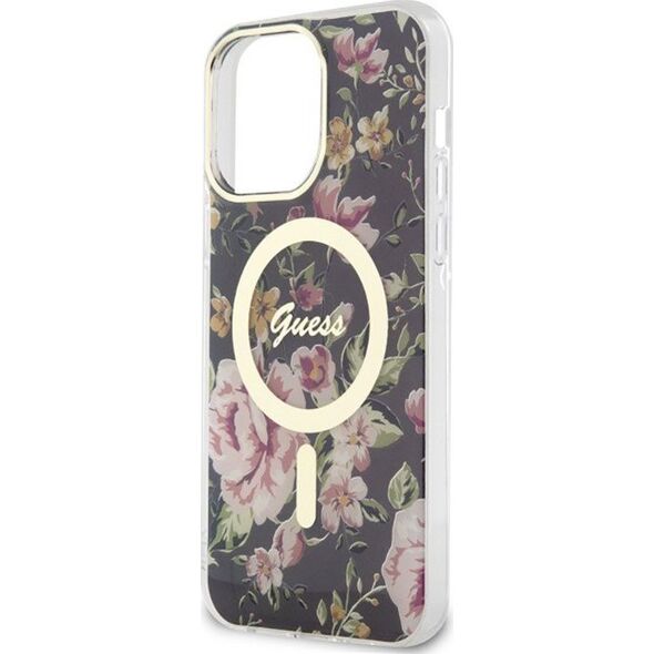 Guess Guess Flower MagSafe - Etui iPhone 14 Pro Max (Czarny)