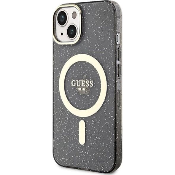 Guess Guess Glitter Gold MagSafe - Etui iPhone 14 (Czarny)