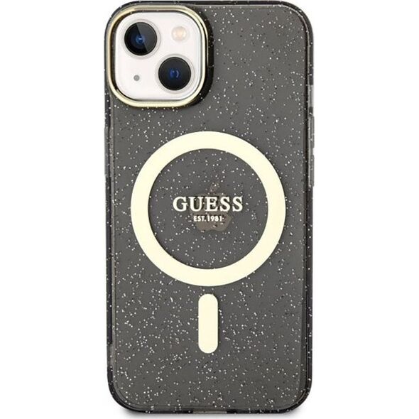 Guess Guess Glitter Gold MagSafe - Etui iPhone 14 (Czarny)