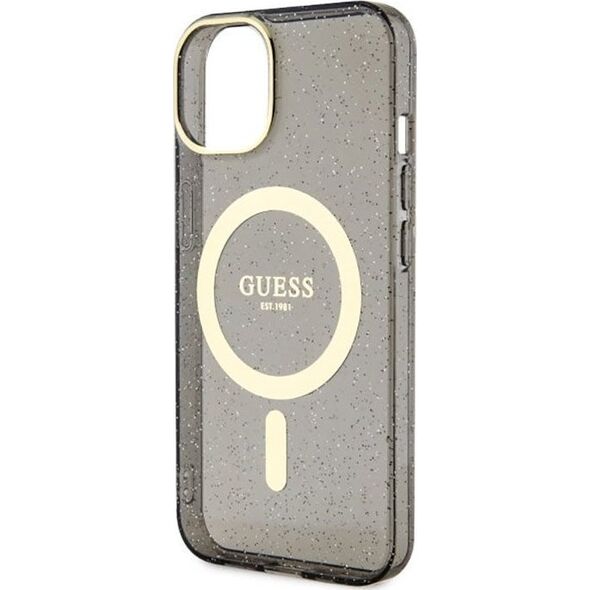 Guess Guess Glitter Gold MagSafe - Etui iPhone 14 (Czarny)