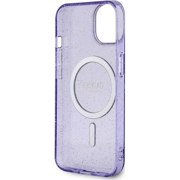 Guess Guess Glitter Gold MagSafe - Etui iPhone 14 Plus (Purpurowy)