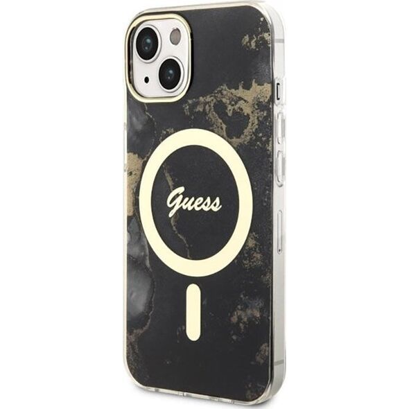 Guess Guess Golden Marble MagSafe - Etui iPhone 14 (Czarny)