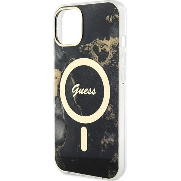 Guess Guess Golden Marble MagSafe - Etui iPhone 14 (Czarny)