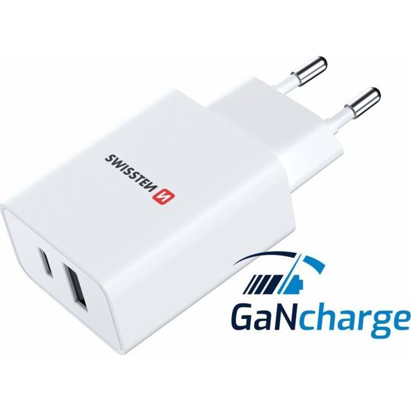 Ładowarka Swissten Swissten Travel 1x USB-C, 1x USB-A 30W
