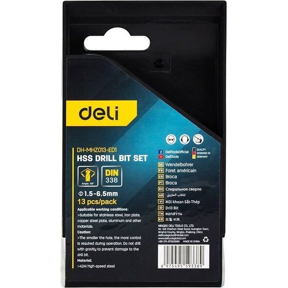 Wiertło Deli Zestaw wierteł HSS Deli Tools EDH-MHZ013-ED1