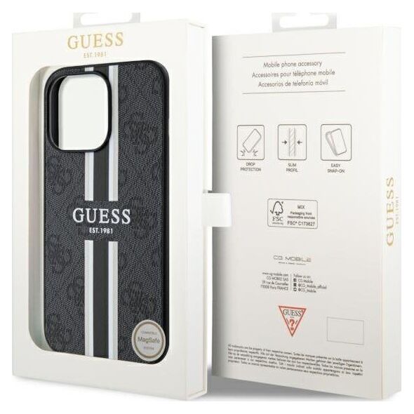 Guess Etui Guess GUHMP13XP4RPSK Apple iPhone 13 Pro Max czarny/black hardcase 4G Printed Stripes MagSafe