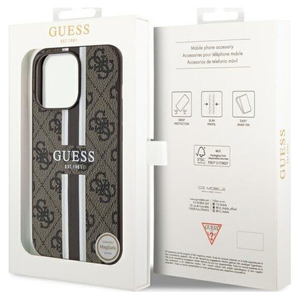 Guess Etui Guess GUHMP13XP4RPSW Apple iPhone 13 Pro Max brązowy/brown hardcase 4G Printed Stripes MagSafe
