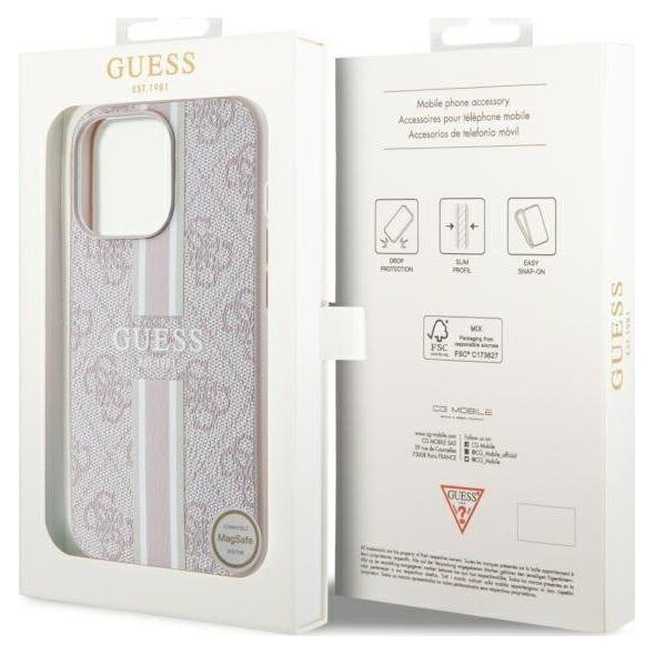 Guess Etui Guess GUHMP13LP4RPSP Apple iPhone 13/13 Pro różowy/pink hardcase 4G Printed Stripes MagSafe