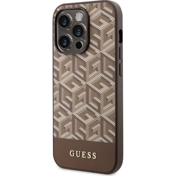 Guess Etui Guess GUHMP14LHGCFSEW Apple iPhone 14 Pro brązowy/brown hard case GCube Stripes MagSafe
