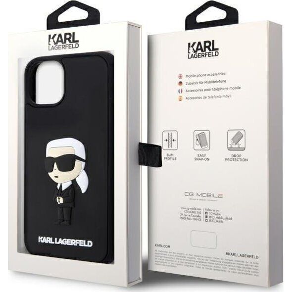 Karl Lagerfeld Etui Karl Lagerfeld KLHCP14M3DRKINK Apple iPhone 14 Plus czarny/black hardcase Rubber Ikonik 3D