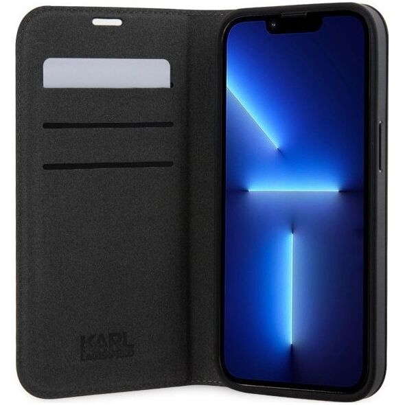 Karl Lagerfeld Etui Karl Lagerfeld KLBKP14SSAKLHPG Apple iPhone 14 bookcase srebrny/silver Saffiano Monogram