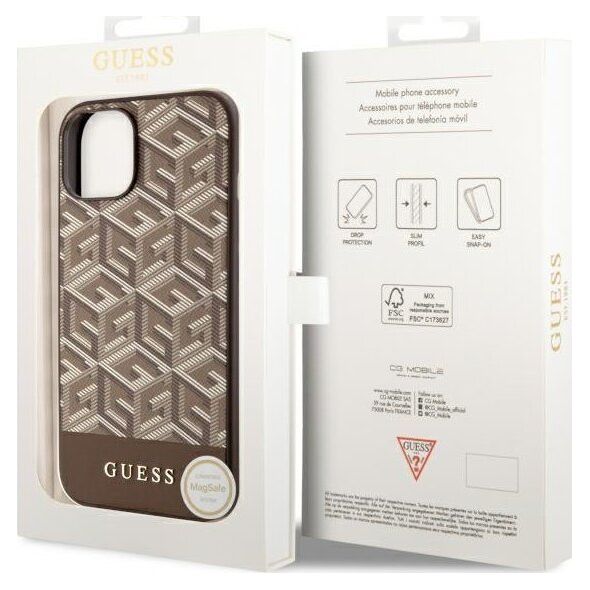 Guess Etui Guess GUHMP14MHGCFSEW Apple iPhone 14 Plus brązowy/brown hard case GCube Stripes MagSafe
