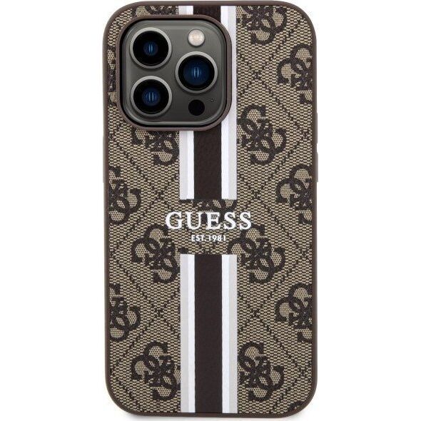 Guess Etui Guess GUHMP14LP4RPSW Apple iPhone 14 Pro brązowy/brown hardcase 4G Printed Stripes MagSafe