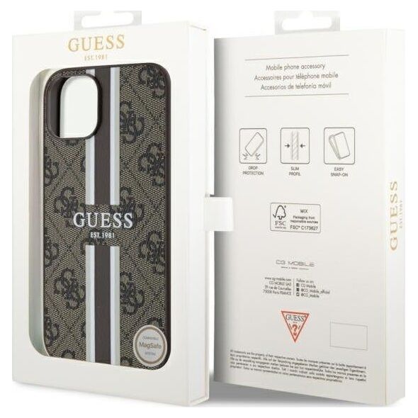 Guess Etui Guess GUHMP14MP4RPSW Apple iPhone 14 Plus brązowy/brown hardcase 4G Printed Stripes MagSafe