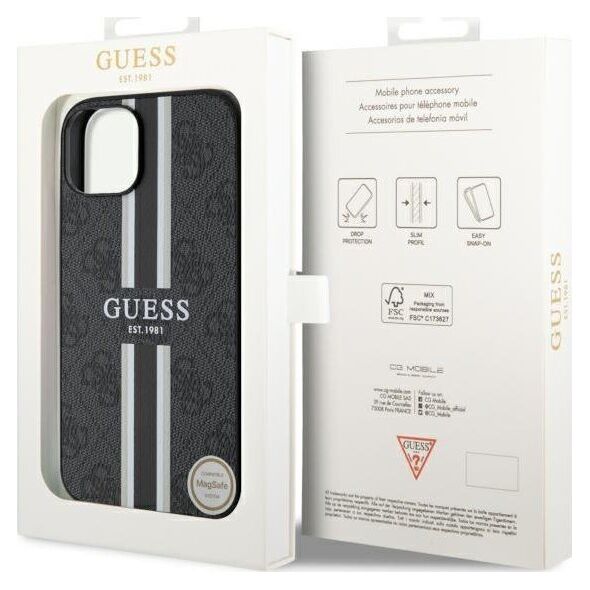 Guess Etui Guess GUHMP14SP4RPSK Apple iPhone 14 czarny/black hardcase 4G Printed Stripes MagSafe