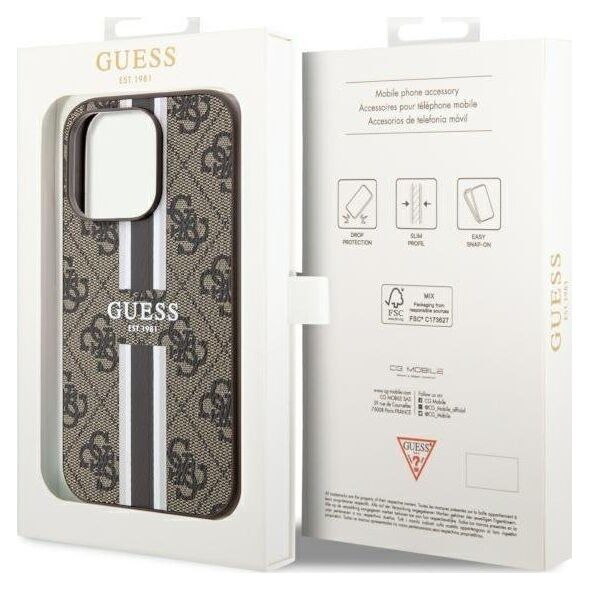 Guess Etui Guess GUHMP14XP4RPSW Apple iPhone 14 Pro Max brązowy/brown hardcase 4G Printed Stripes MagSafe