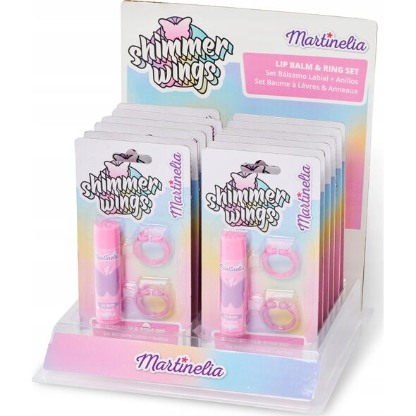 MARTINELIA_SET Shimmer Wings malinowy błyszczyk do ust + pierścionki 2szt