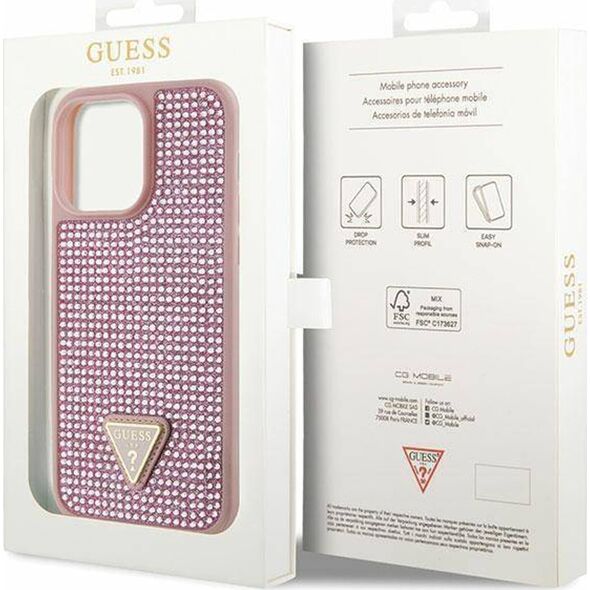 Guess Etui Guess GUHCP14XHDGTPP Apple iPhone 14 Pro Max różowy/pink hardcase Rhinestone Triangle