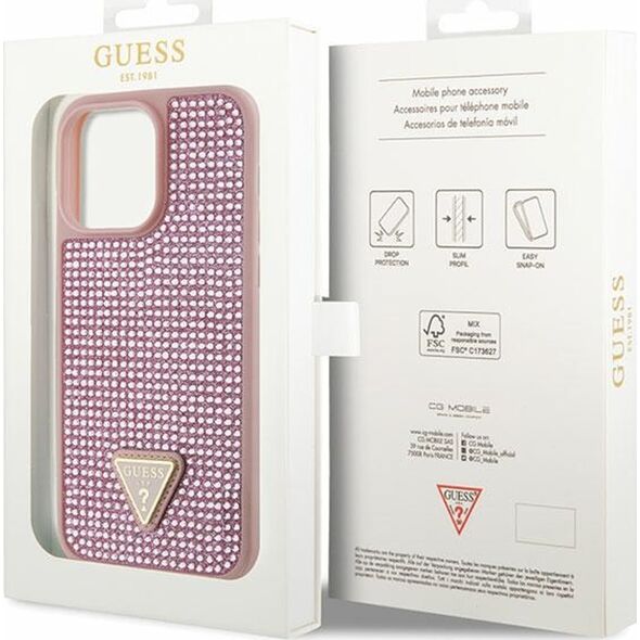 Guess Etui Guess GUHCP14XHDGTPP Apple iPhone 14 Pro Max różowy/pink hardcase Rhinestone Triangle