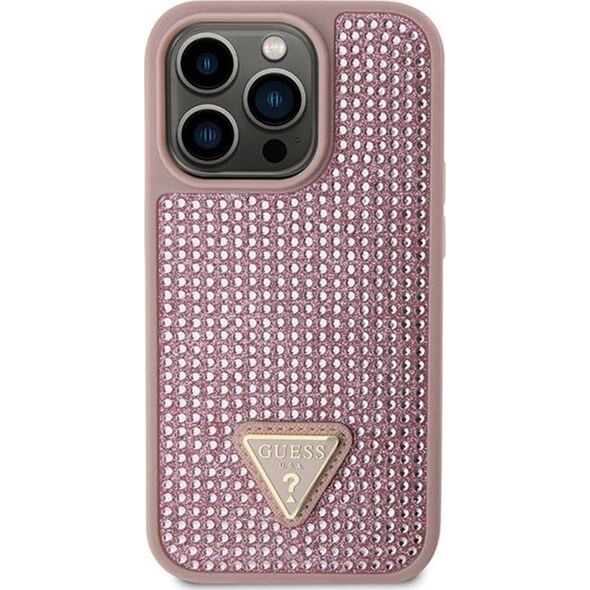 Guess Etui Guess GUHCP14LHDGTPP Apple iPhone 14 Pro różowy/pink hardcase Rhinestone Triangle
