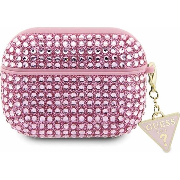 Guess Oryginalne Etui APPLE AIRPODS PRO Guess Hardcase Rhinestone Triangle (GUAPHDGTPP) różowe